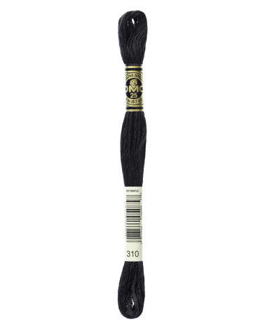 Madeja de 8m hilo de bordar DMC Mouliné 117 100% algodón negro 310