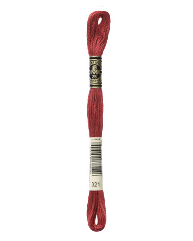 8m skein DMC Mouliné embroidery thread 117 100% cotton red 321