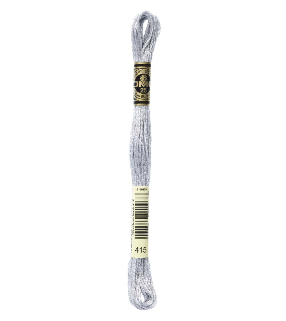 8 m Strang DMC Mouliné-Stickgarn 117, 100 % Baumwolle, hellgrau 415
