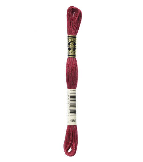 8m skein DMC Mouliné embroidery thread 117 100% cotton burgundy red 498