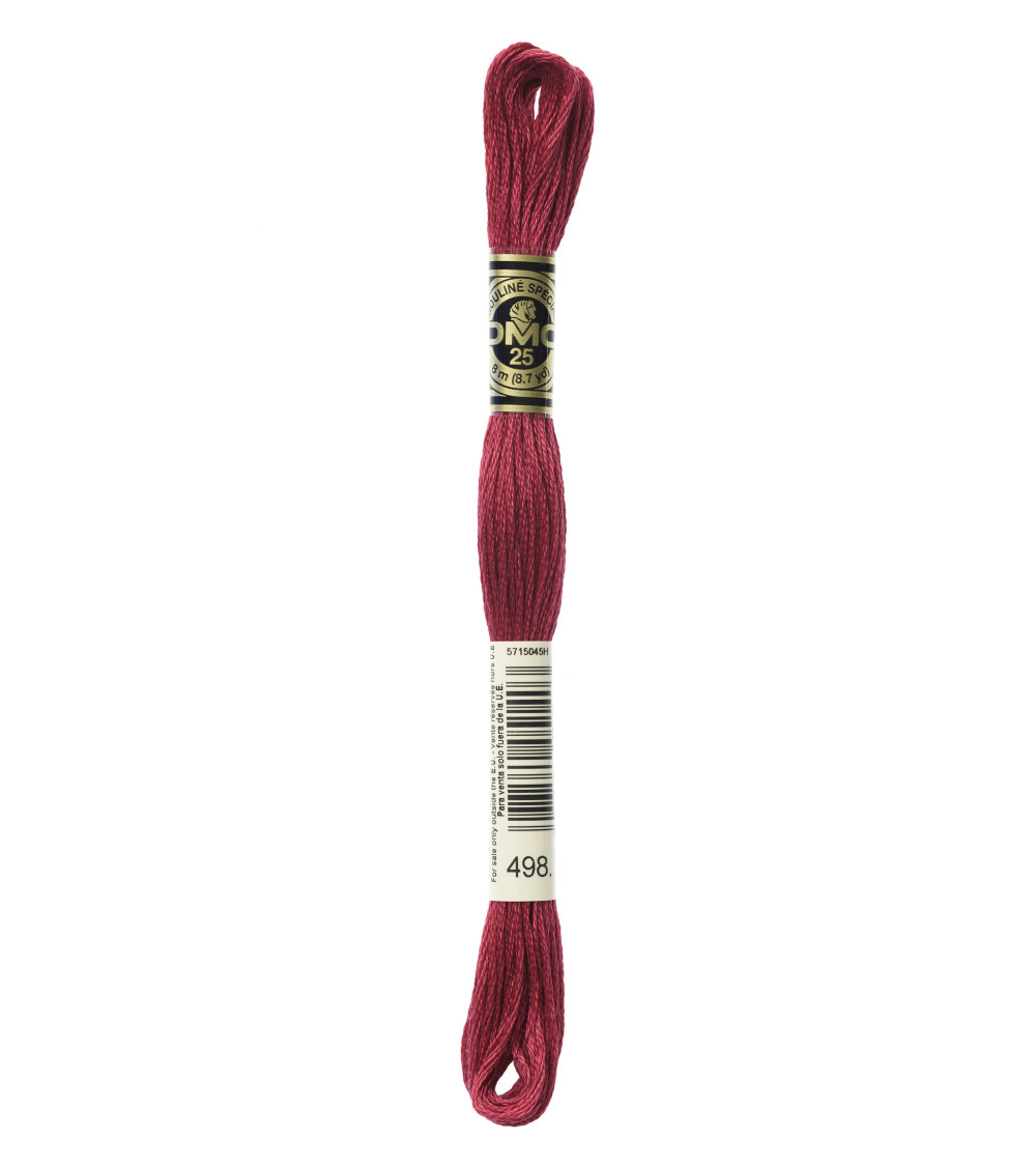 8m skein DMC Mouliné embroidery thread 117 100% cotton burgundy red 498