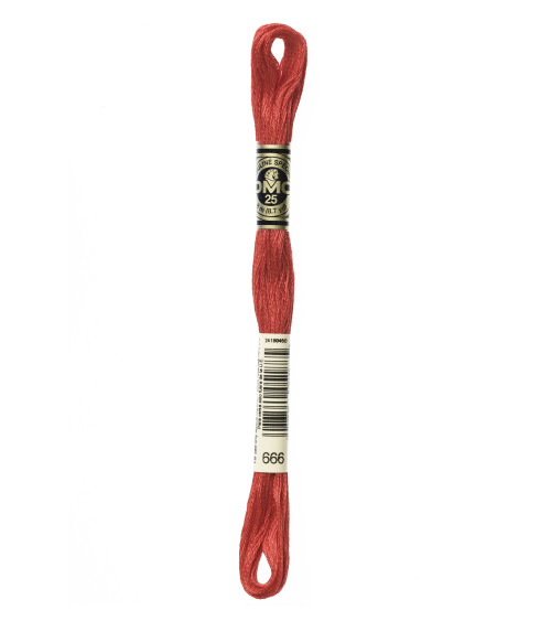 8 m Strang DMC Mouliné Stickgarn 117 100 % Baumwolle hellrot 666