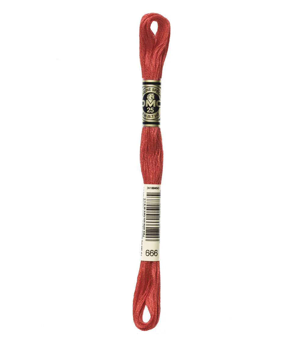 8 m Strang DMC Mouliné Stickgarn 117 100 % Baumwolle hellrot 666