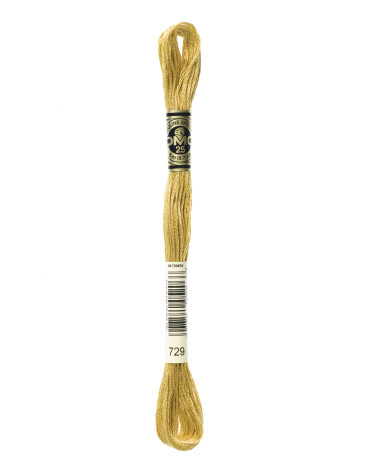 8m skein DMC Mouliné embroidery thread 117 100% cotton dark gold yellow 729