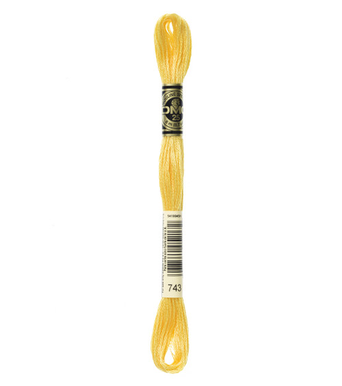 Matassa da 8 m Filo da ricamo DMC Mouliné 117 100% cotone giallo 743