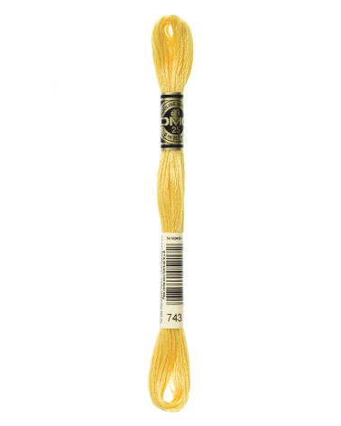 Madeja de 8m hilo de bordar DMC Mouliné 117 100% algodón amarillo 743