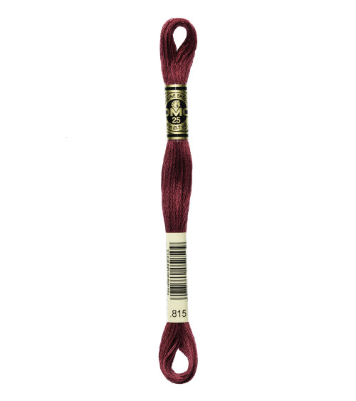 8m skein DMC Mouliné embroidery thread 117 100% cotton burgundy red 815