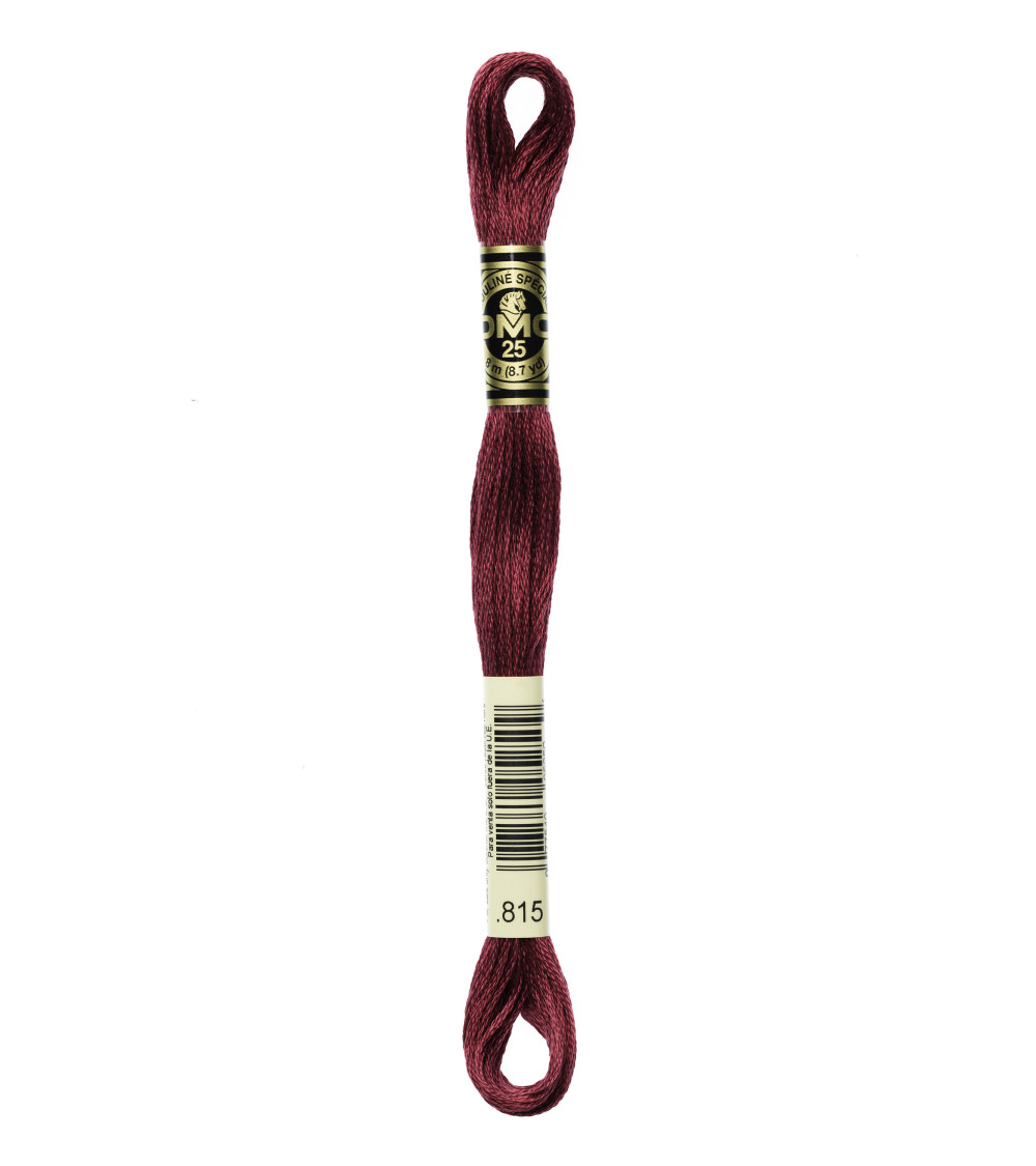 8m skein DMC Mouliné embroidery thread 117 100% cotton burgundy red 815