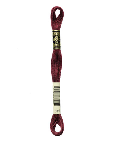 8m skein DMC Mouliné embroidery thread 117 100% cotton burgundy red 815