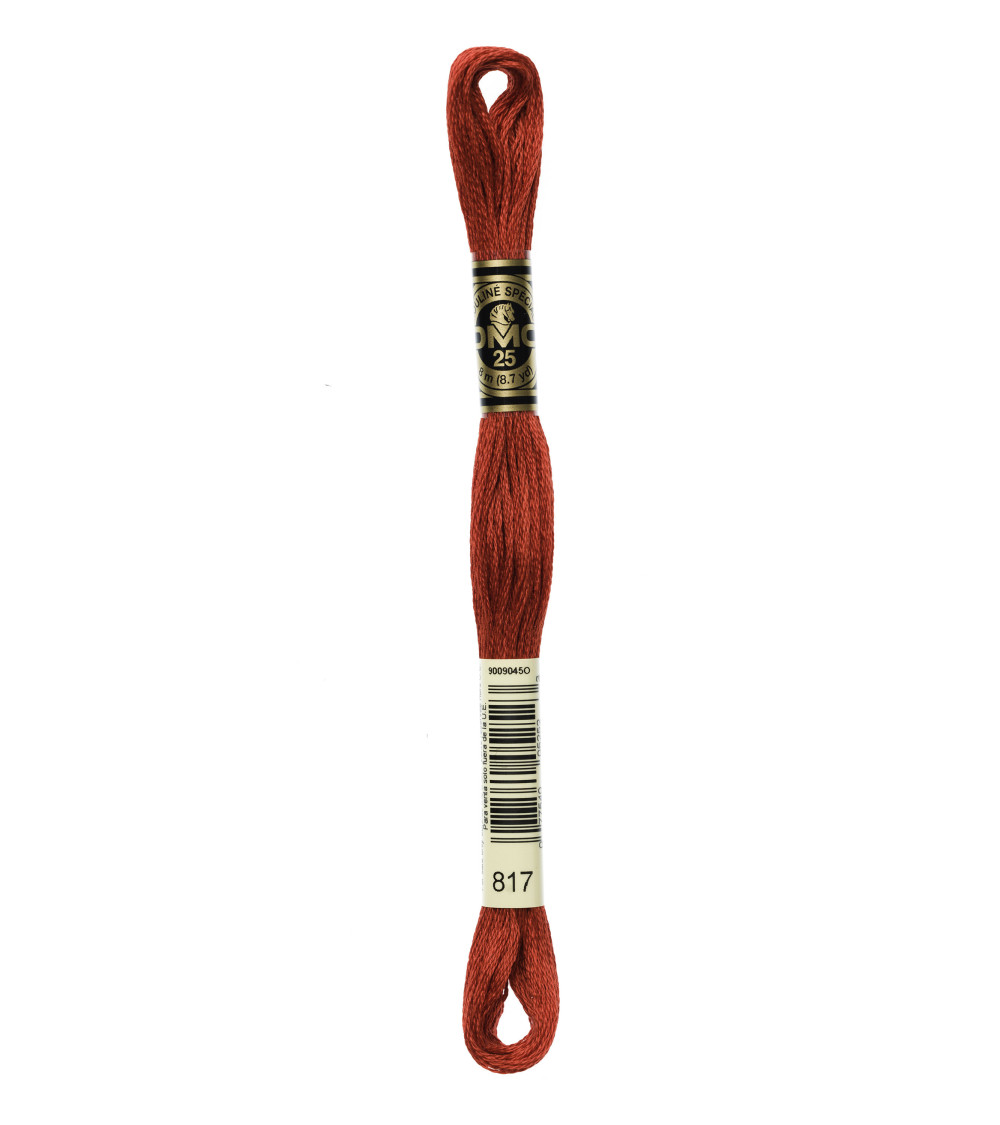 8m skein DMC Mouliné embroidery thread 117 100% cotton red 817