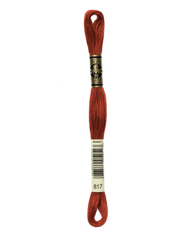8 m Strang DMC Mouliné-Stickgarn 117, 100 % Baumwolle, Rot 817