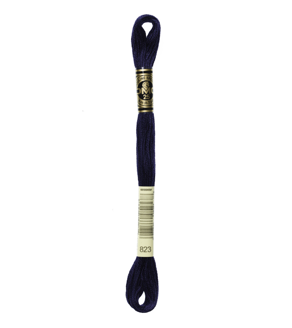 Matassa da 8 m Filo da ricamo DMC Mouliné 117 100% cotone blu navy 823
