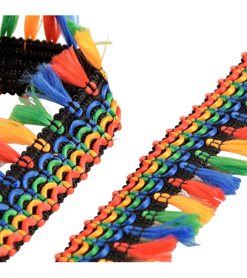 Spool 15m dark multicolor pompom fringe 30mm