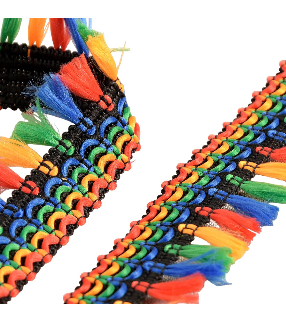 Spool 15m dark multicolor pompom fringe 30mm
