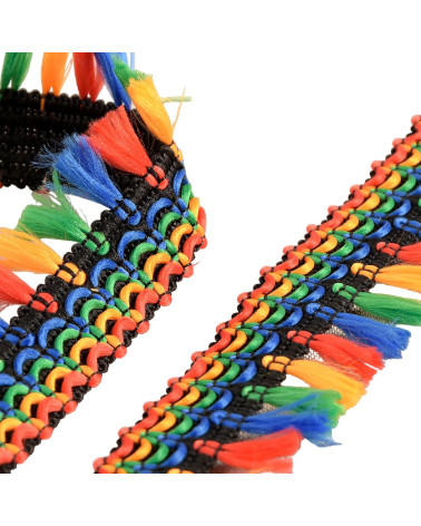 Spool 15m dark multicolor pompom fringe 30mm