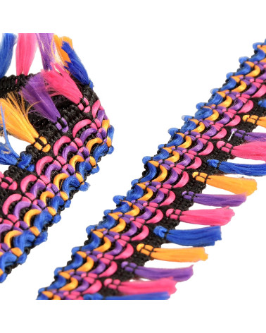 Spool 15m fringe pompoms multicolor purple 30mm