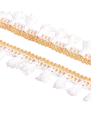 Spule 20 m Fransenpompons zweifarbig weiß 25 mm