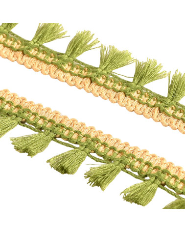 20m spool with two-tone anise green pompom fringe 25mm