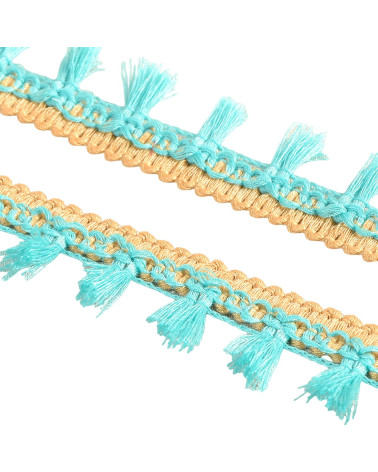 20m spool with two-tone steel blue pompom fringe 25mm