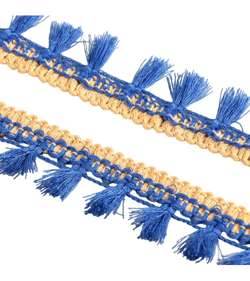20m spool with two-tone royal blue pompom fringe 25mm