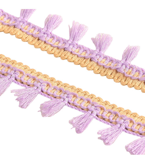 20m spool with two-tone purple pompom fringe 25mm