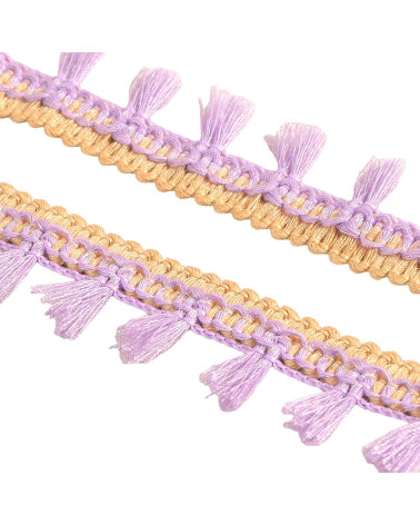 20m spool with two-tone purple pompom fringe 25mm