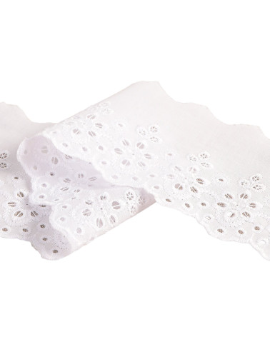 Bobine 14,6m broderie fleurs festonnée blanc 70mm