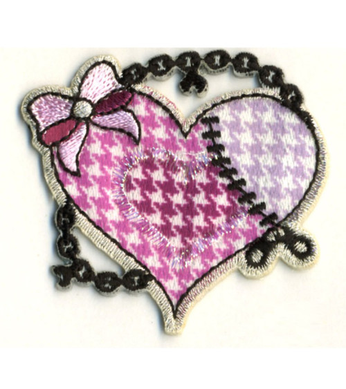 Set of 3 iron-on Heart patches with bow