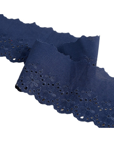 14.6m spool of navy blue scalloped flower embroidery 80mm