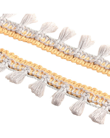 Light gray two-tone pompom fringe 25mm per meter
