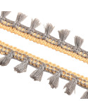 Frange pompons bicolore gris moyen 25mm au mètre