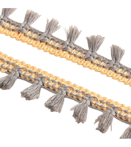 Medium gray two-tone pompom fringe 25mm per meter