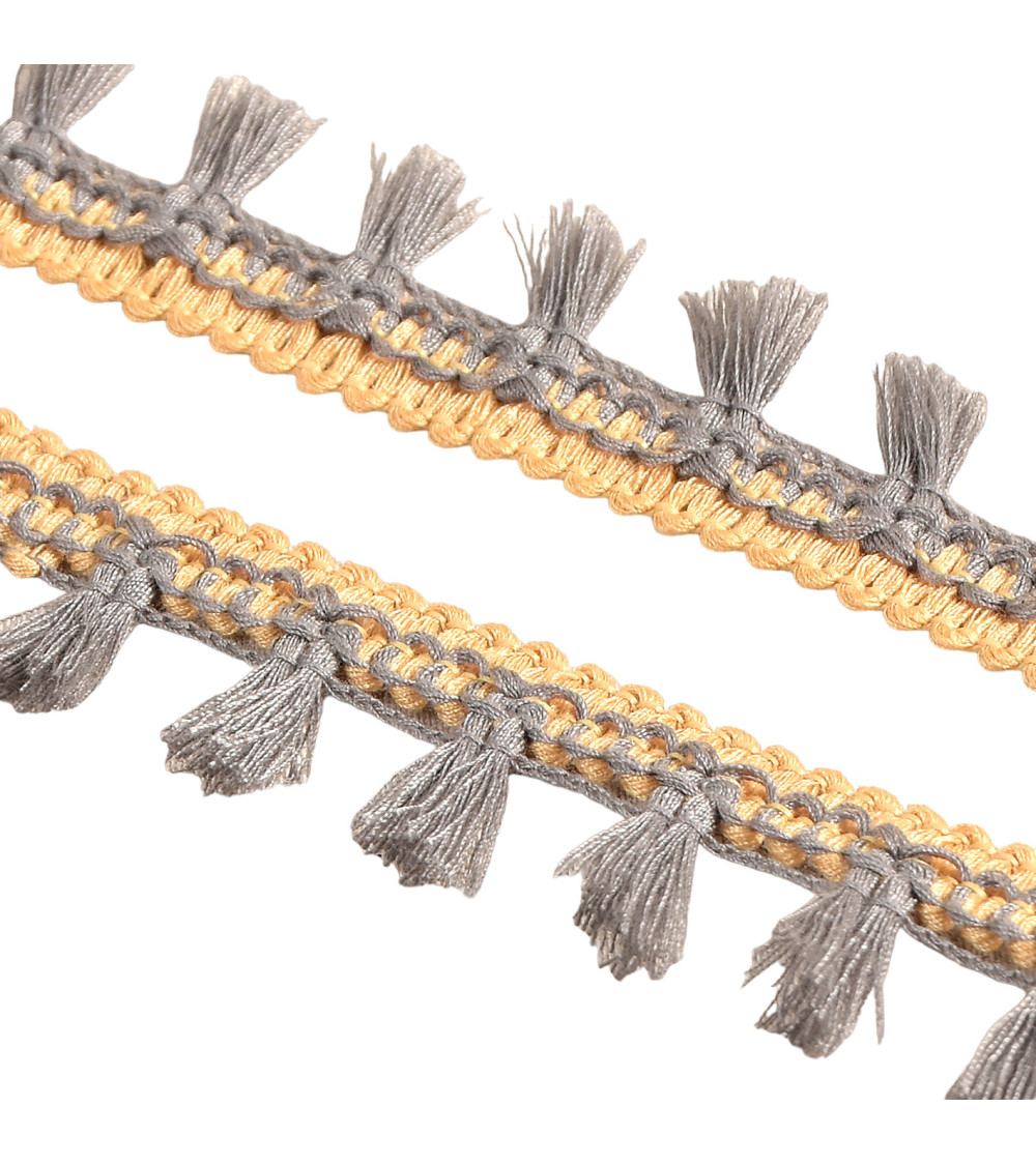 Medium gray two-tone pompom fringe 25mm per meter