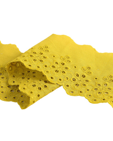 Anise green scalloped flower embroidery 70mm per meter