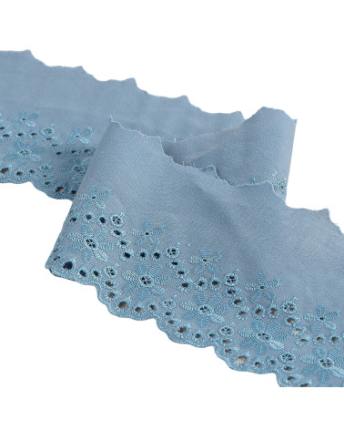 Ricamo fiore smerlato blu lavanda 80 mm al metro