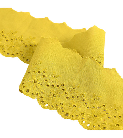 Anise green scalloped flower embroidery 80mm per meter