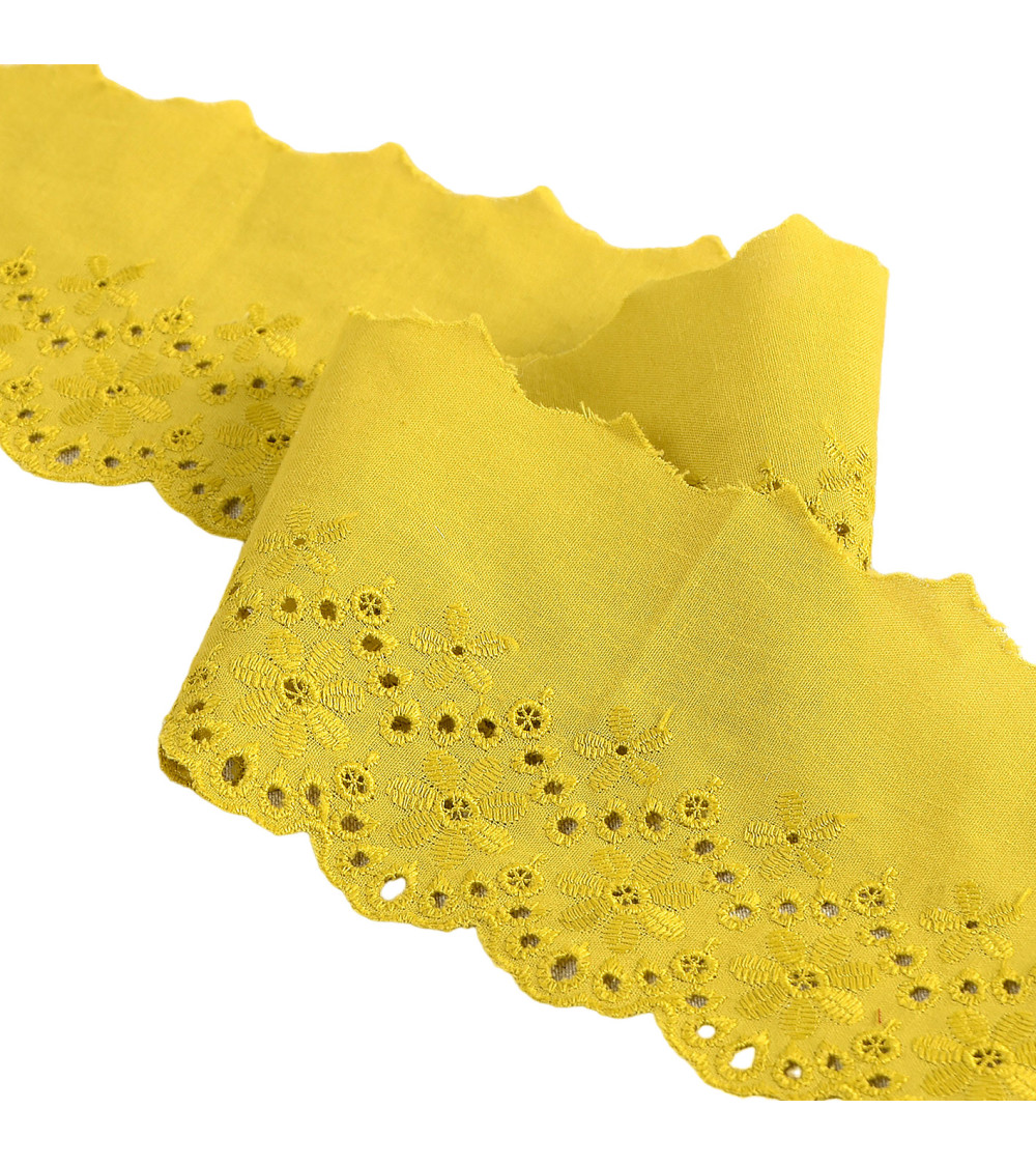 Anise green scalloped flower embroidery 80mm per meter