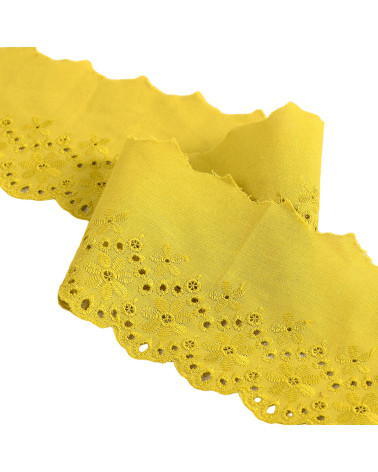 Anise green scalloped flower embroidery 80mm per meter