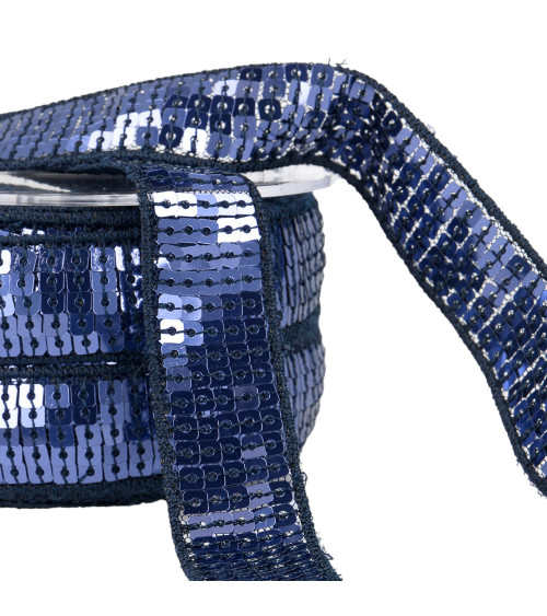 Navy blue sequin braid per meter