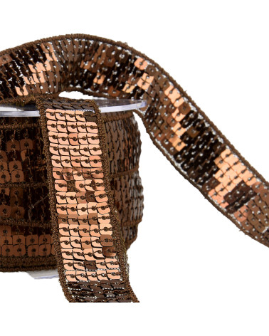 Chocolate brown sequin braid by the meter