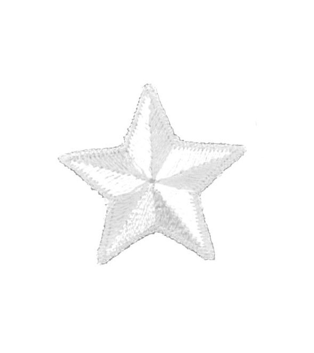 Set of 3 white star iron-on patches 3cm