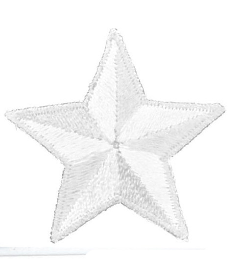 Set of 3 white star iron-on patches 3.5cm