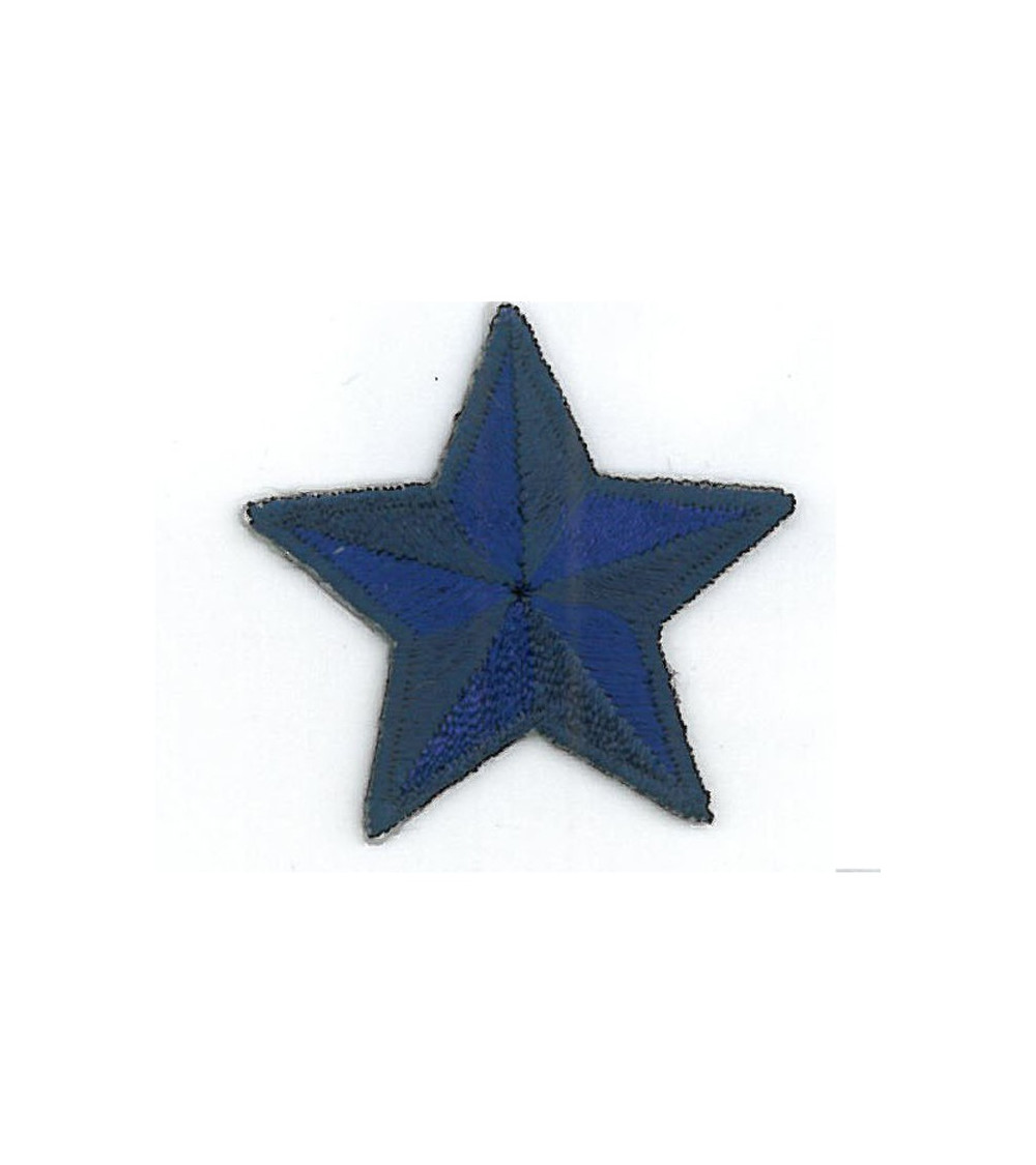 Set of 3 blue star iron-on patches 3.5cm