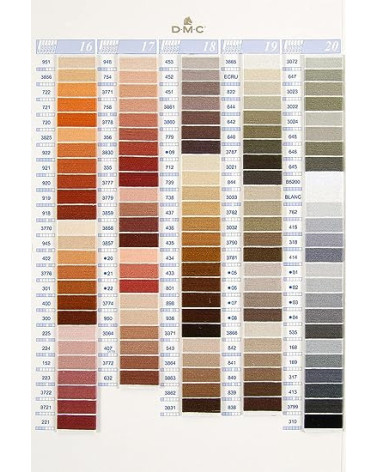 DMC Mouliné & Perlé Cotton Embroidery Thread Swatch Chart - Color Chart with Thread Samples