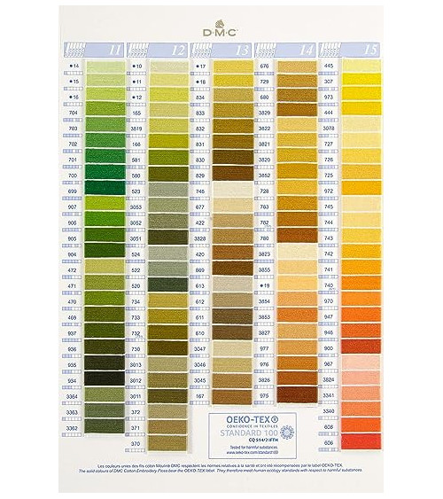 DMC Mouliné & Perlé Cotton Embroidery Thread Swatch Chart - Color Chart with Thread Samples