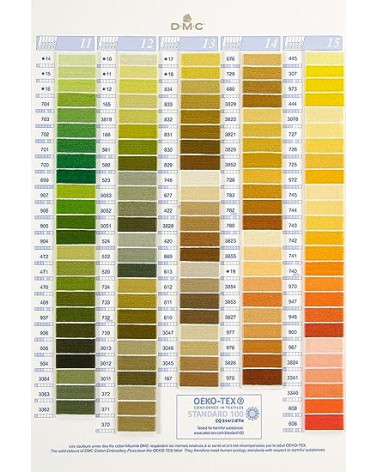 Carte de nuances de fil à broder en coton Mouliné & Perlé DMC - Carte de couleurs avec échantillons de fils