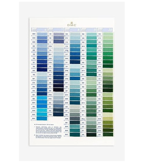 DMC Mouliné & Perlé Cotton Embroidery Thread Swatch Chart - Color Chart with Thread Samples