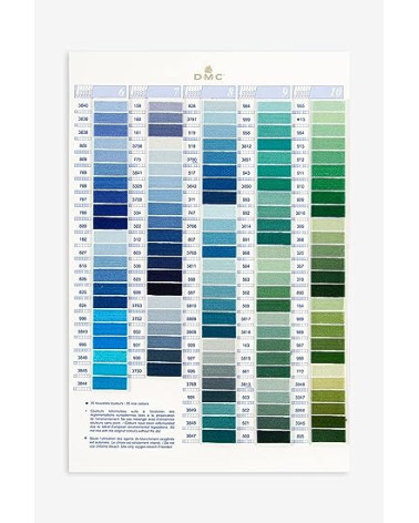DMC Mouliné & Perlé Cotton Embroidery Thread Swatch Chart - Color Chart with Thread Samples