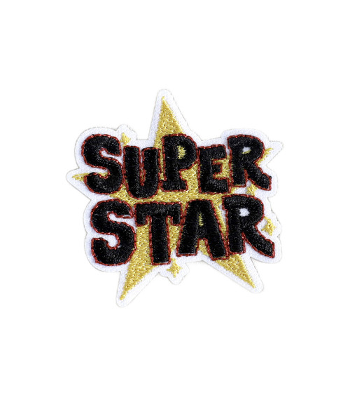 Lot de 3 écussons message super star 4cm x 4,3cm