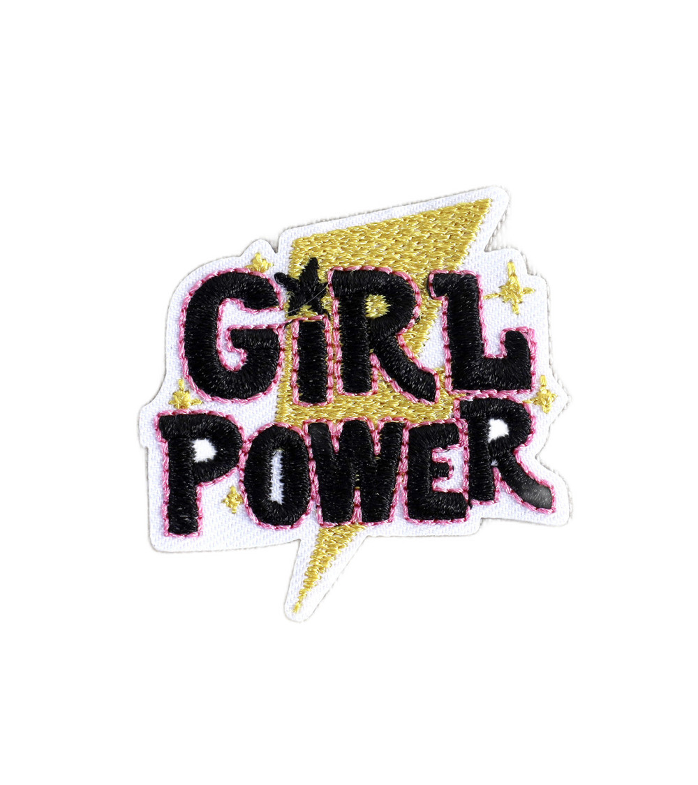 Lot de 3 écussons message girl power 4cm x 4,6cm